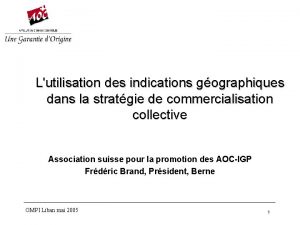 Lutilisation des indications gographiques dans la stratgie de