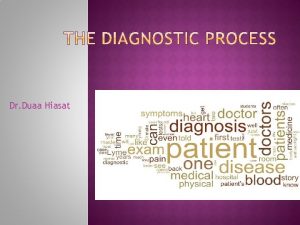 Dr Duaa Hiasat Traditionally the process of diagnosis