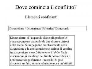 Dove comincia il conflitto Elementi confinanti Discussione Divergenza