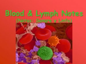 Blood Lymph Notes Notas Sangre y Linfa La