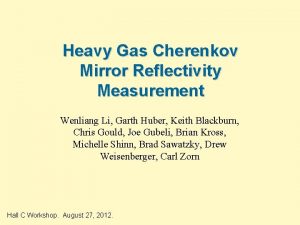 Heavy Gas Cherenkov Mirror Reflectivity Measurement Wenliang Li