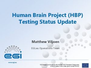 Human Brain Project HBP Testing Status Update Matthew