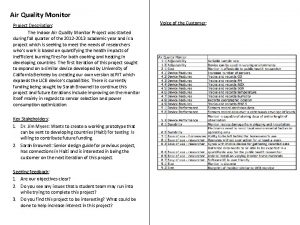 Air Quality Monitor Project Description The Indoor Air