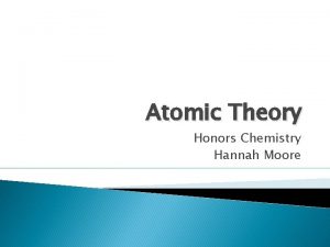 Atomic Theory Honors Chemistry Hannah Moore Rutherfords Atom