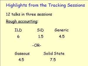 Highlights from the Tracking Sessions 12 talks in