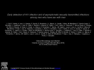 Early detection of HIV infection and of asymptomatic