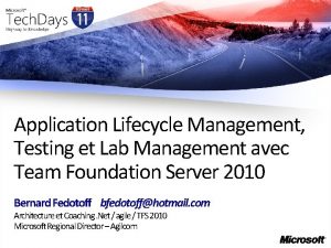 Application Lifecycle Management Testing et Lab Management avec