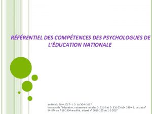 RFRENTIEL DES COMPTENCES DES PSYCHOLOGUES DE LDUCATION NATIONALE