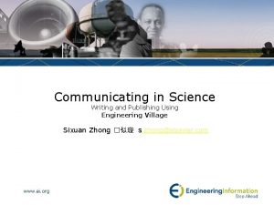 Communicating in Science Writing and Publishing Using Engineering