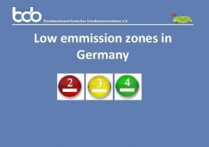 Bundesverband Deutscher Omnibusunternehmer e V Low emmission zones