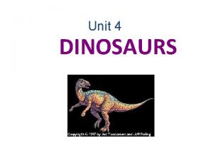 Unit 4 DINOSAURS INFORMATION OF THE DINOSAURS Dinosaurs