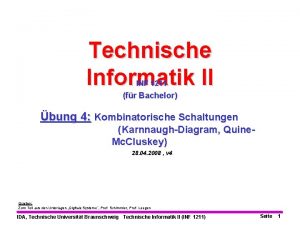 Technische Informatik II INF 1211 fr Bachelor bung