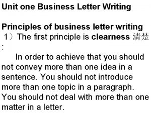 Principles of business letter