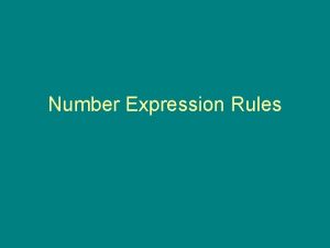 Number expression rules