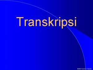 Transkripsi 2000 Timothy G Standish All Genes Cant
