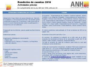 Rendicin de cuentas 2016 Actividades previas En cumplimiento