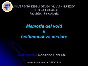 UNIVERSIT DEGLI STUDI G dANNUNZIO CHIETI PESCARA Facolt