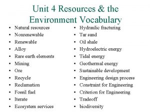 Natural resources vocabulary