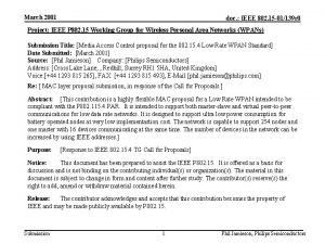 March 2001 doc IEEE 802 15 01139 r