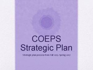 COEPS Strategic Plan Strategic plan process from Fall