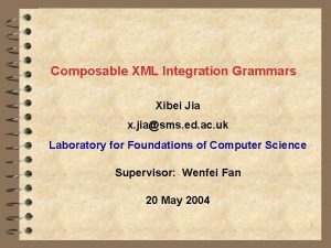 Composable XML Integration Grammars Xibei Jia x jiasms