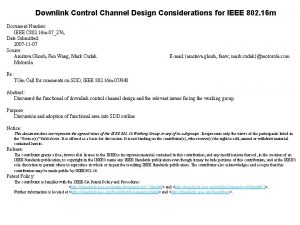 Downlink Control Channel Design Considerations for IEEE 802