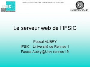 Commission Web de lUniversit de Rennes 1 9