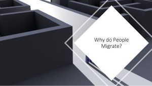 Why do People Migrate Why do People Migrate