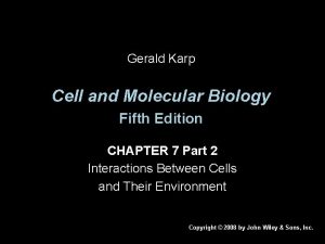 Gerald Karp Cell and Molecular Biology Fifth Edition