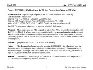 March 2001 doc IEEE P 802 15 01126