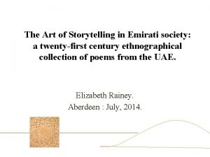 The Art of Storytelling in Emirati society a