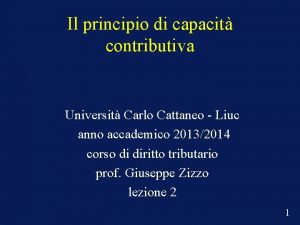 Il principio di capacit contributiva Universit Carlo Cattaneo