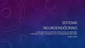 SISTEMA NEUROENDCRINO LA REGULACIN Y LA INTEGRACIN DE