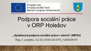 Podpora sociln prce v ORP Holeov Systmov podpora