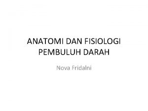 ANATOMI DAN FISIOLOGI PEMBULUH DARAH Nova Fridalni Anatomi