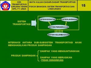 KDK MATA KULIAH DASARDASAR TRANSPORTASI JURUSAN TEKNIK POKOK