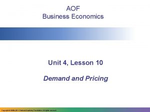 AOF Business Economics Unit 4 Lesson 10 Demand