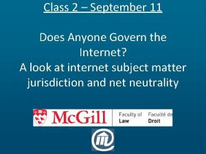 Class 2 September 11 Does Anyone Govern the