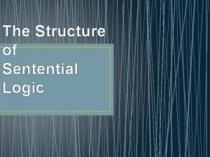 The Structure of Sentential Logic Objectives Distinguish between