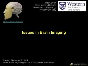 Jody Culham Brain and Mind Institute Department of