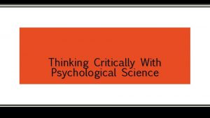 Thinking Critically With Psychological Science After 911 it