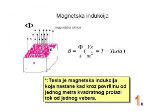 Magnetska indukcija magnetske silnice Tesla je magnetska indukcija