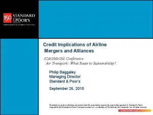 Credit Implications of Airline Mergers and Alliances ICAOMc