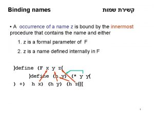 Binding names A occurrence of a name z