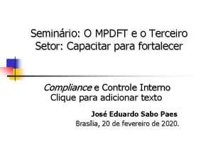 Seminrio O MPDFT e o Terceiro Setor Capacitar