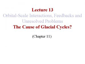 Lecture 13 OrbitalScale Interactions Feedbacks and Unresolved Problems