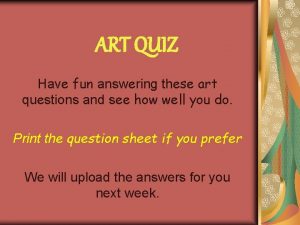 Art pub quiz questions