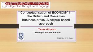 Conceptualisation of ECONOMY in the British and Romanian