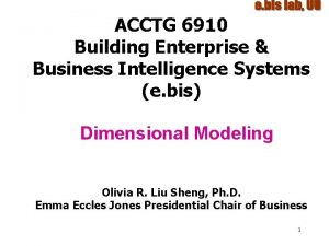 ACCTG 6910 Building Enterprise Business Intelligence Systems e