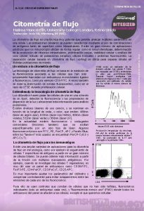 CITOMETRA DE FLUJO BLOQUE TCNICAS EXPERIMENTALES Citometra de